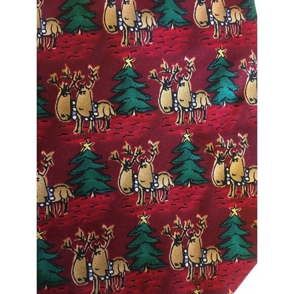 Jerry Garcia Red Christmas Tree & Reindeer Tie Silk 1996 - Picture 3 of 5